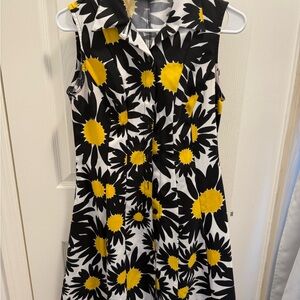 Floral Black and Yellow Sleeveless Dress